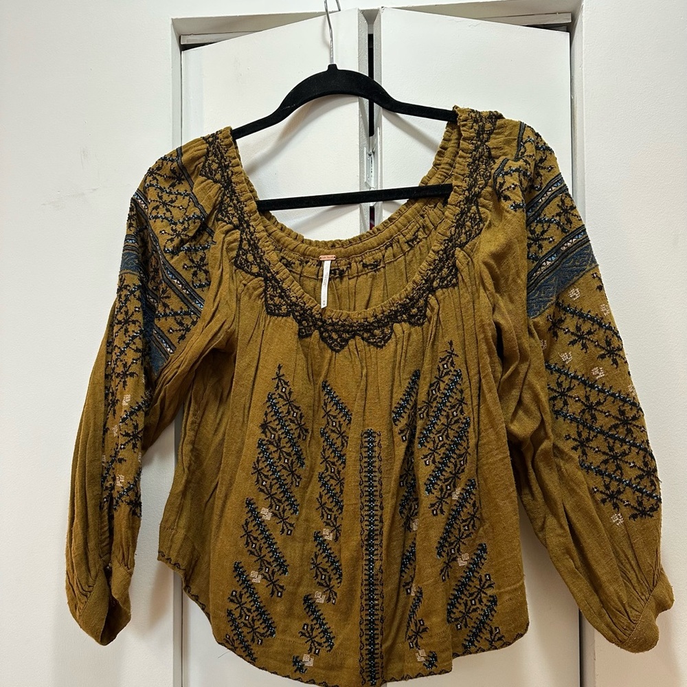 NWOT Free People All I Need embroidered off-the-shoulder top